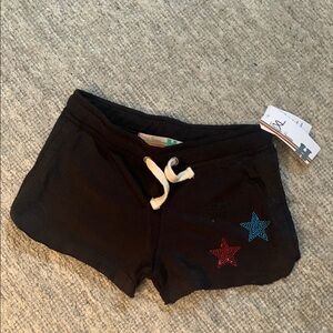 Vintage Havana Black and Red Athletic Shorts with Star Accents